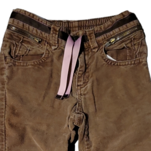 Vtg Old Navy Girl's Brushed Brown Denim Jeans Zip Pockets Pink Ribbon 3T - Picture 3 of 6